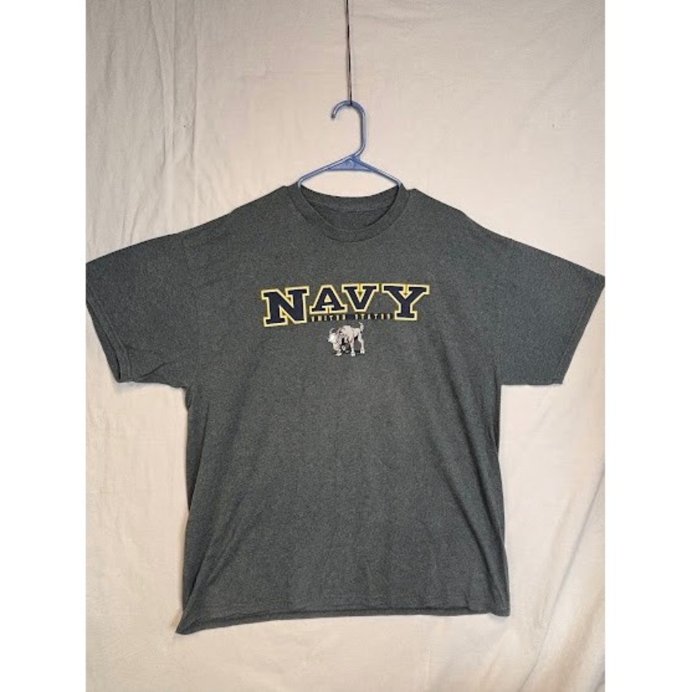 US Navy United States T-Shirt Charcoal Heather Gray Bill The Goat Mascot XL